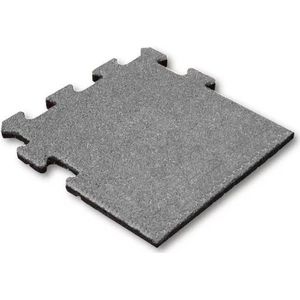 Rubber tegel 25 mm - 50 x 50 cm - Grijs - Puzzelsysteem - Zijstuk