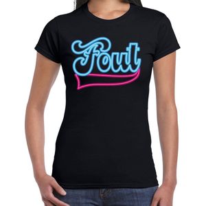 Bellatio Decorations Verkleed T-shirt dames - Fout - zwart - blauw neon - themafeest fout/goud/stout S