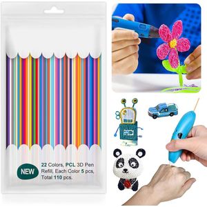 Pack of 110 Printer Pen - Filament Refills voor 3D Pen Filament - 3D Printer Accessoires - Filament Refill voor 3D Painting Pen - 3D Doddle Pen - Filament Refill - Printing Materiaal - Plastic
