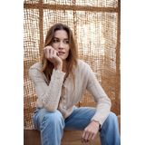 Bloomings - SLK347-8822 - Vest - Beige - Opengewerkt Breisel