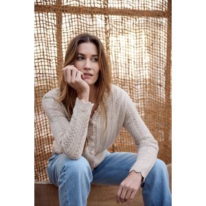 Bloomings - SLK347-8822 - Vest - Beige - Opengewerkt Breisel