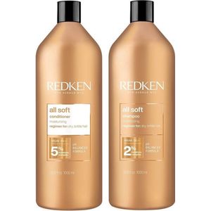 Redken Combinatie All Soft Shampoo en Conditioner 1000ml - extra voordelig
