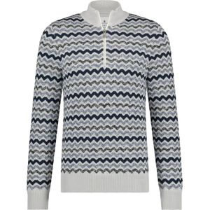 State of Art - Half Zip Grijsblauw Print - Heren - Maat 4XL - Regular-fit