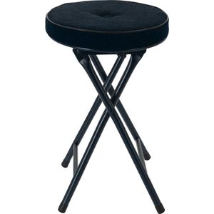 Home & Styling Bijzet krukje/stoel - Opvouwbaar - Blauw - Ribcord - D33 x H49 cm