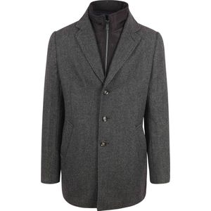 Suitable - Job Coat Wol Herringbone Grijs - Heren - Maat 52 - Slim-fit