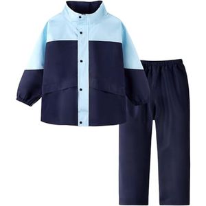 Waterdicht pak voor kinderen - regenjas met capuchon en broek - plaspak met ritssluiting voor jongens en meisjes van 8-14 jaar