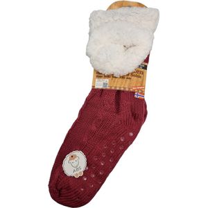 Antonio Dames Huissokken - Gebreid - Rood - Antislip ABS - One Size (35-42) - Hüttensocken - Warme Sokken - Warme huissloffen