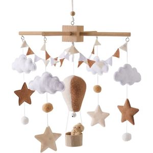 Boxmobiel - Babykamer - Wiegmobiel - Babyshower - Kraamcadeau - Buin - Ledikant mobiel - Beer - Luchtballon - Sterren - Wolkjes - Vlaggenlijn