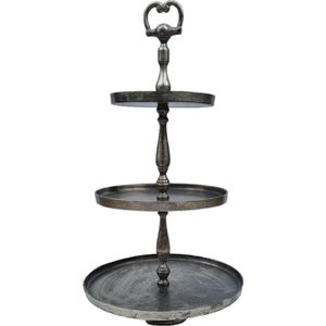 Deco4yourhome® - Etagere - 3 Laags - Antiek Zilver - Silver Antique - XXL - 69cm