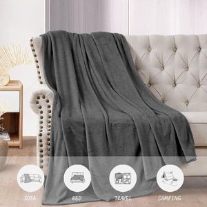 Super zachte fleece deken 130 x 160 cm Kinderflanel Bed - Donkergrijs