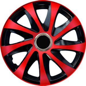 NRM DRIFT Extra - wieldoppen 16"" - Set van 4 stuks - Rood / Zwart