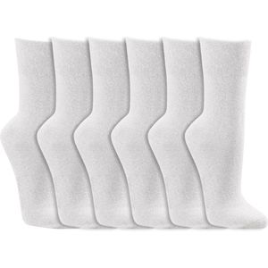 Katoenen sokken | Boord zonder elastiek | Kleur: Wit | Maat: Diverse maten | 6 paar