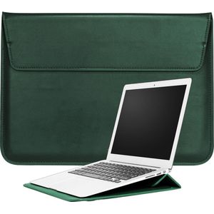 2-in-1 Laptopsleeve 13 tot 13,6 inch - Groen - Laptophoes voor Dames / Heren - Laptop Hoes Tas Sleeve met Standaard