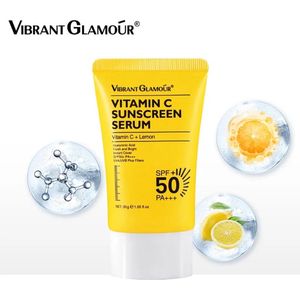 Vibrant Glamour Vitamine C Sunscreen Serum – SPF 50 PA+++ | UV Bescherming |Stralende Teint | Anti-Pigmentvlekken | Vitamine C Serum
