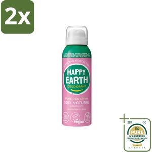 Happy Earth – Deodorant Spray – 100% Natuurlijk Lavender Ylang – 100 ml - Voordeelverpakking - 2 stuks - Duurzame deodorant - Lavendel en ylang-ylang