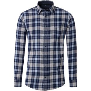 CASA MODA - Sport Casual Fit - Flanel Overhemd - Blauw Geruit - Strijkvriendelijk