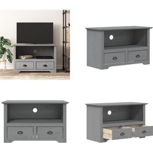vidaXL Tv-meubel met 2 lades BODO 91x43x56 cm massief grenenhout grijs - Tv-meubel - Tv-meubels - Tv-kast - Hifi-kast