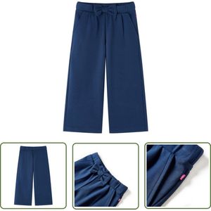 vidaXL Broek Voor Kinderen - Kinderbroek - Kinderbroek met wijde pijpen 92 marineblauw - Blauwe Kinderbroeken - Meisjesbroek - Jongensbroek
