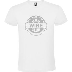 Wit T shirt met ""Member of the Wine Club "" print Zilver size XS