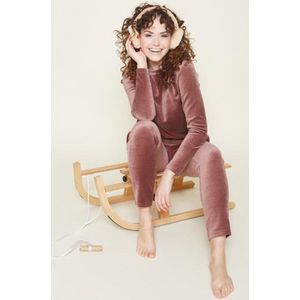 Charlie Choe - Velours Lounge set - 2delig - Bruin - Sweater en comfortabele (jogging)broek - Huispak - Pyama - Maat XL