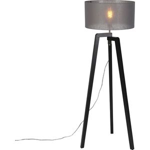 QAZQA puros - Moderne Tripod | driepoot vloerlamp | Staande Lamp - 1 lichts - H 1450 mm - Donkergrijs - Woonkamer | Slaapkamer | Keuken