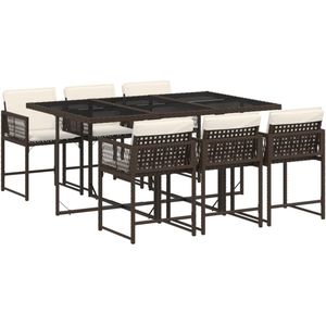 vidaXL 7-delige Tuinset met kussens poly rattan bruin - Tuinset - Tuinsets - Loungeset - Tuintafel