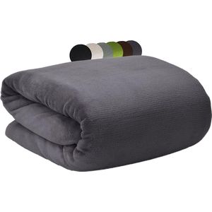 Beautissu Aurelia – Zacht Fleece Deken 150 x 200 cm – Fleece Plaid Antraciet