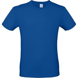 Set van 2x stuks blauw basic t-shirt met ronde hals voor heren - katoen - 145 grams - witte shirts / kleding, maat: L (52)