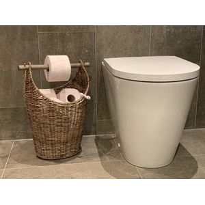 Toiletrolhouder Riet - Rollenmand - Reserverolhouder & Opberger - 38x46 cm - Decoshoppen.nl - Handgemaakt