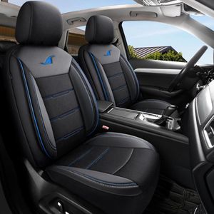 Autostoelhoezen voor Chevrolet Trax 2013 | Set van 2 | AIE402 | Zwart met blauwe stiknaden