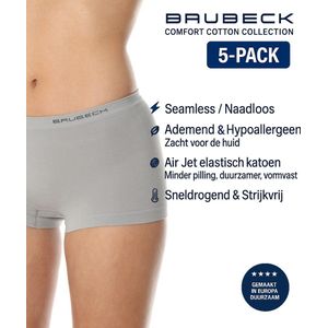 Brubeck Dames Boxershort – Naadloos (Seamless) Elastisch Katoen – 5-Pack - Grijs S