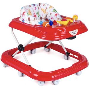 Bogi baby walker - Luxe loopstoel - Verstelbaar in 3 standen - Zitje extra hoog extra veilig - Met 3 speelfuncties - 10 wielen -Rood