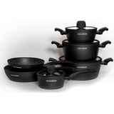 Royalty Line - T010 - Pannenset - Zwart - 10 Delige Pannensets - Geschikt Voor Alle Warmtebronnen