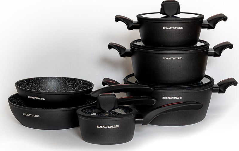 Royalty Line - T010 - Pannenset - Zwart - 10 Delige Pannensets - Geschikt Voor Alle Warmtebronnen