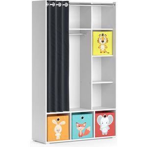 Vicco Luigi Kinderkledingkast – 105.8 x 178.1 cm Met vouwboxen (gekleurd) Wit