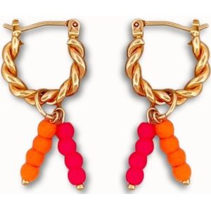 ByNouck Jewelry - Neon Beads Hoop Set - Sieraden - Dames Oorbellen - Verguld - Oorbellen Set