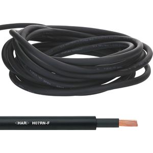 10 meter Lapp 1600194 H07RN-F 1x10 mm² flexibele rubberen kabel zonder aardgeleider I UV-bestendige kabel voor buitengebruik I oliebestendig I koudebestendig I zwarte aansluitkabel