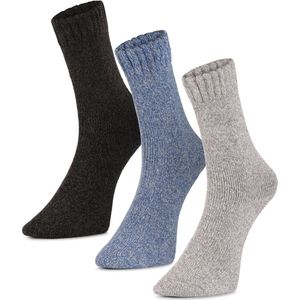 Alpaca-wollen sokken (Maat 41-47) - 3 Paar - Dik - Donkergrijs/Lichtblauw/Grijs - Winter sokken - Warme sokken - Dikke sokken - American Alpaca - Mannen