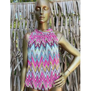 Haltertop Costa - Zigzag - Roze - One Size (Maat 38 t/m 40/42)
