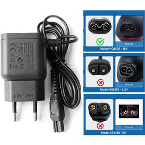 Vervangende Oplader voor Philips HQ8505 - 15V 5,4W - 1 Meter Kabel - Geschikt voor Philips Scheerapparaten, Trimmers en OneBlade - Wereldwijde Spanning