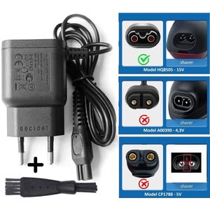 Philips - HQ8505 - Vervangende Adapter - 15V 5,4W - 1 Meter Kabel - Geschikt voor Scheerapparaten en Trimmers