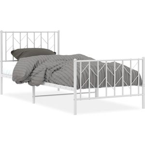 vidaXL - Bedframe - met - hoofd- - en - voeteneinde metaal - wit - 90x190 - cm