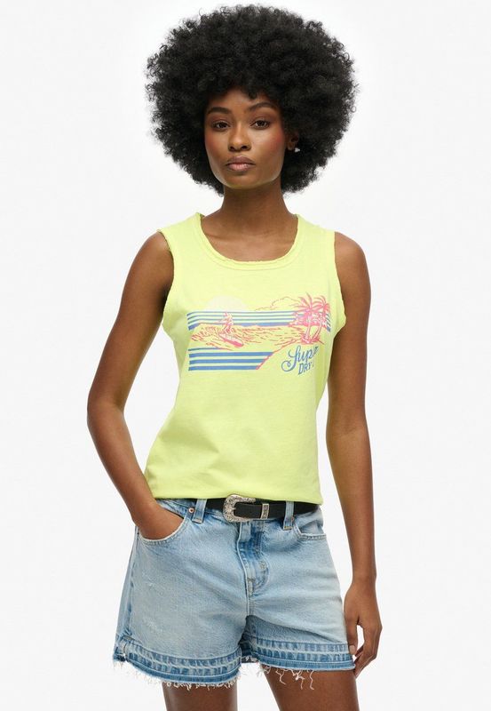 Superdry - Outdoor Stripe Scoop - Mouwloos T-shirt - Slim Fit - 100% Katoen