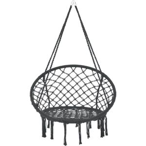 Katoenen Hangstoel Eladio - Max 100 kg - Zwart - Geschikt voor binnen en buiten gebruik - Stijlvolle uitstraling