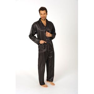 Heren pyjama satijn 94010 - antraciet - 48