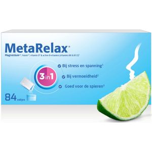 MetaRelax Magnesium Poeder – Voordeelverpakking 84 Zakjes - Hoogwaardig Magnesiumcomplex met Magnesiumglycerofosfaat - Bij Stress & Spanning, Vermoeidheid, Goed voor de Spieren - Hou het hoofd koel, schiet niet in een kramp