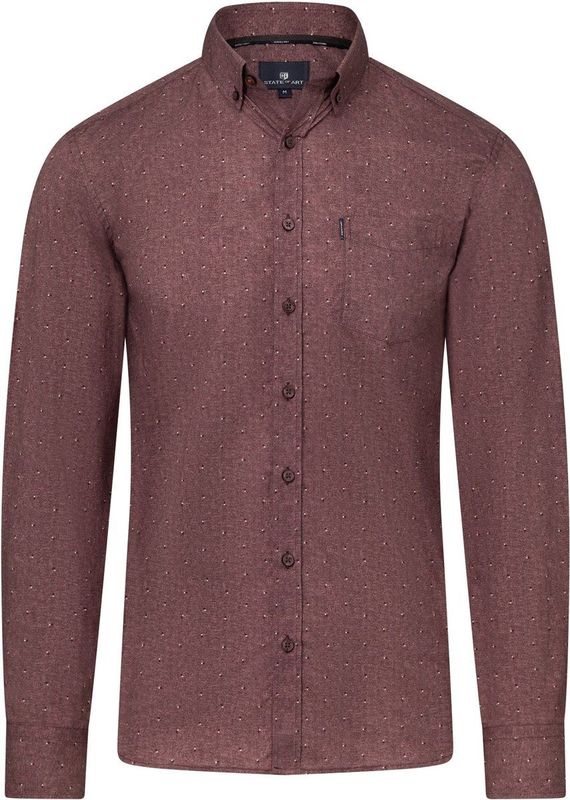 State of Art - Overhemd - Bordeaux - Allover Print - Regular Fit