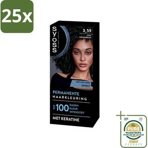 25 x SYOSS - Coloration 3-59 Cool Donkerbruin - Haarverf - Grijsdekking - Vermindert Haarbreuk - Grootverpakking - Haarverf - Grijsdekking - Donkerbruin - Keratine - Haarverzorging