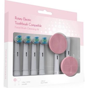 4 Opzetborstels voor volwassenen voor Oral-B + 2x gezichtsreiniger opzetborstel voor elektrische tandenborstel - Roze