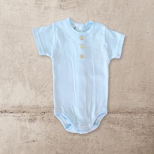 Babidu Romper Houten Knoopjes | 1111 | Blauw| Korte Mouw | 18 maand | maat 86